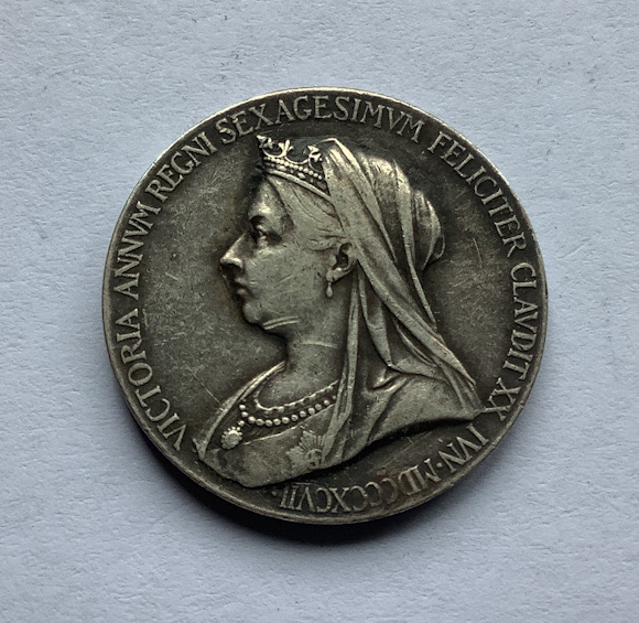 1897 Queen Victoria Jubilee medal coin .925 silver